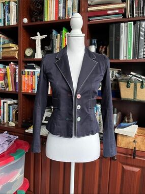 Women’s Tailored Black Blazer with Contrast Stitching